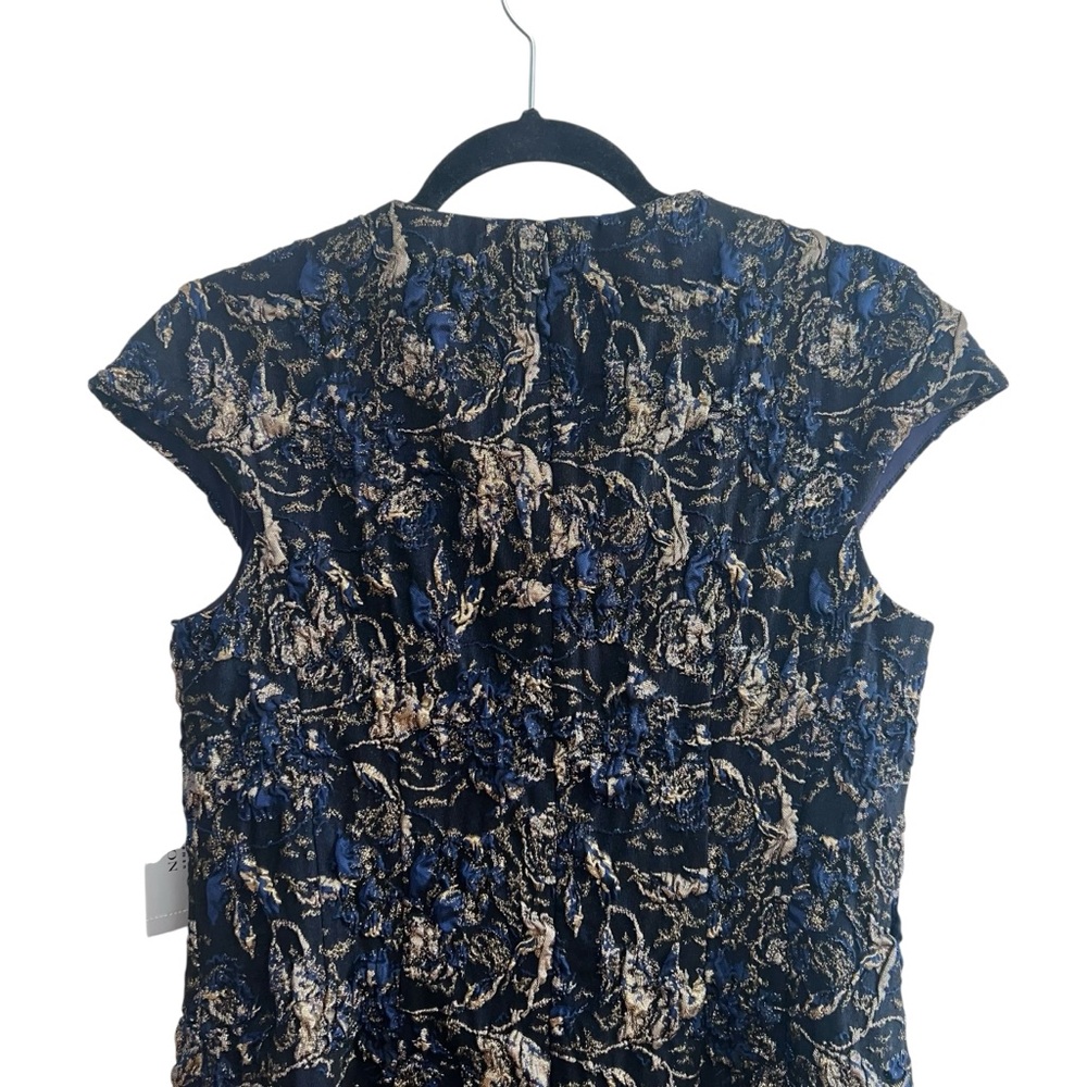 NEW NWT Teri Jon By Rickie Freeman Cap Sleeve Metallic Jacquard Cocktail Dress - Picture 8 of 12